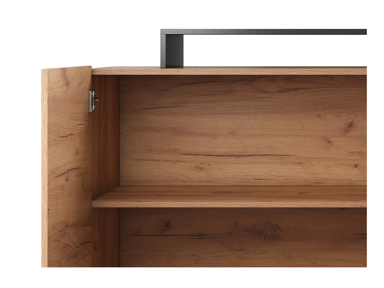 Sideboard mit 4 Türen & 4 Ablagefächern - Mit LED-Beleuchtung - Holzfarben hell & Anthrazit - IDESIA
