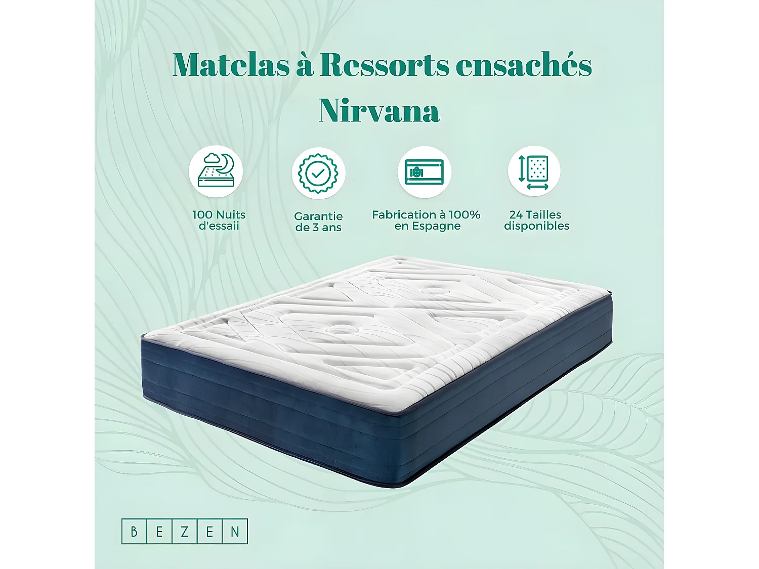Materasso a Molle Insacchettate Nirvana Gran Hotel | 30 cm | Fermezza Media/Alta 80X180 | Effetto Relax | Certificati Sanitized® e Oeko-Tex®