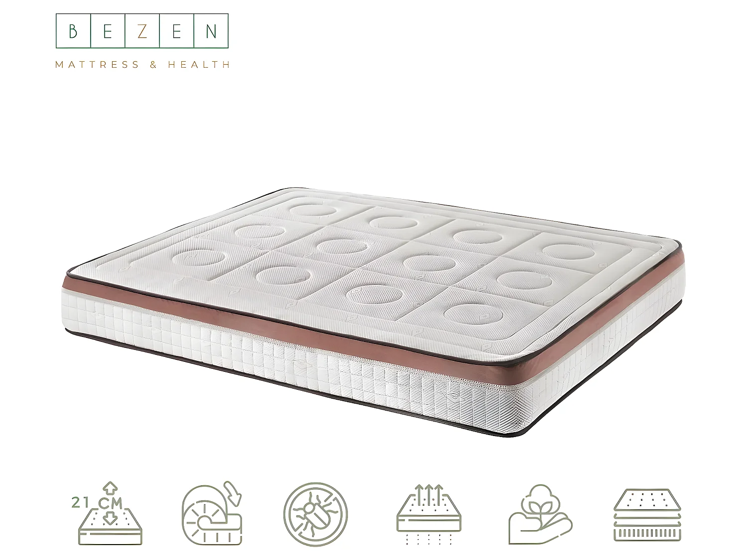 BEZEN Materasso in memory foam Toscana Deluxe | 21 cm | 180X190