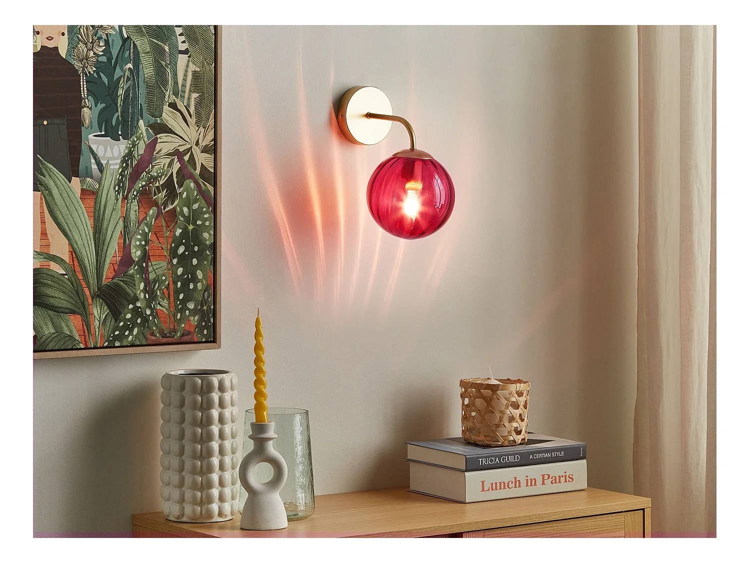 Lampe murale BOOMI Métal Rouge Bordeaux