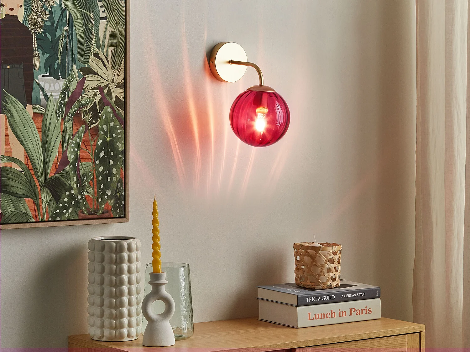Lampe murale BOOMI Métal Rouge Bordeaux