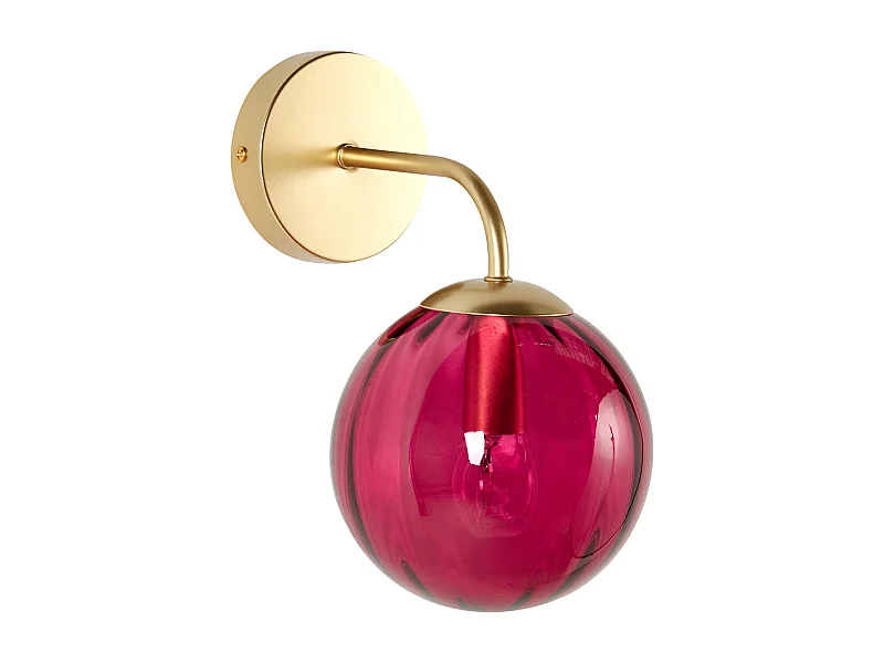 Wandleuchte Metall gold Glas rot 1-flammig Kugelform Retro-Stil Boomi