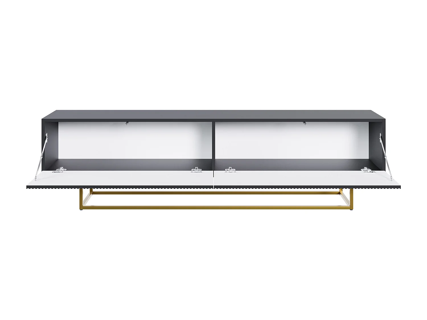 Meuble TV - 175 cm - noir sur pieds dorés - VELDIO