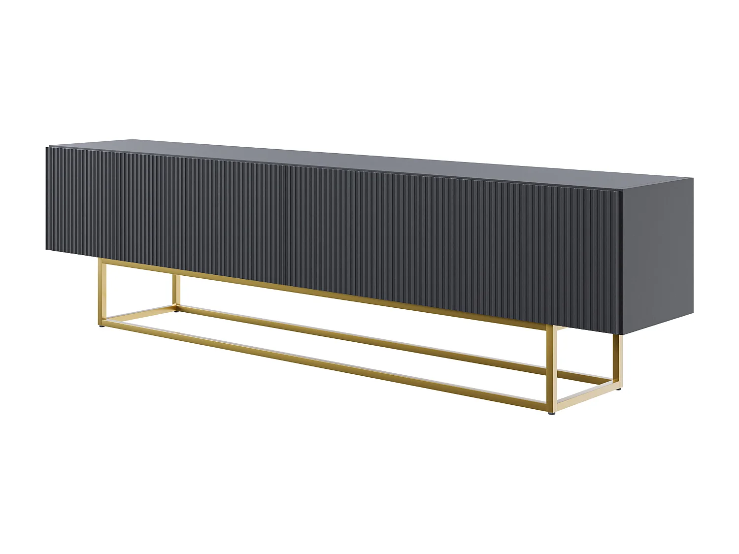 TV-meubel - 175 cm - zwart op gouden poten - VELDIO