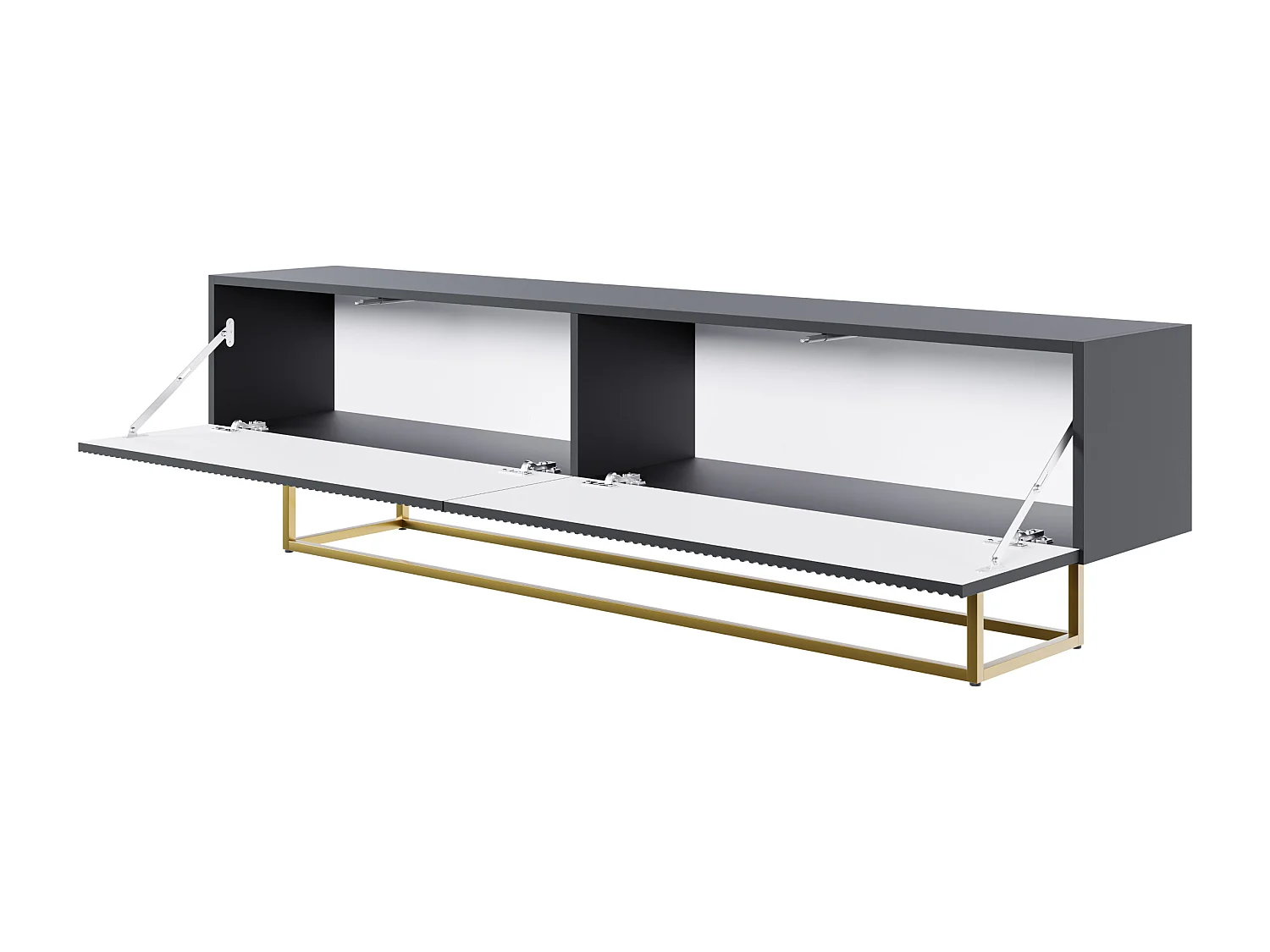 TV-meubel - 175 cm - zwart op gouden poten - VELDIO