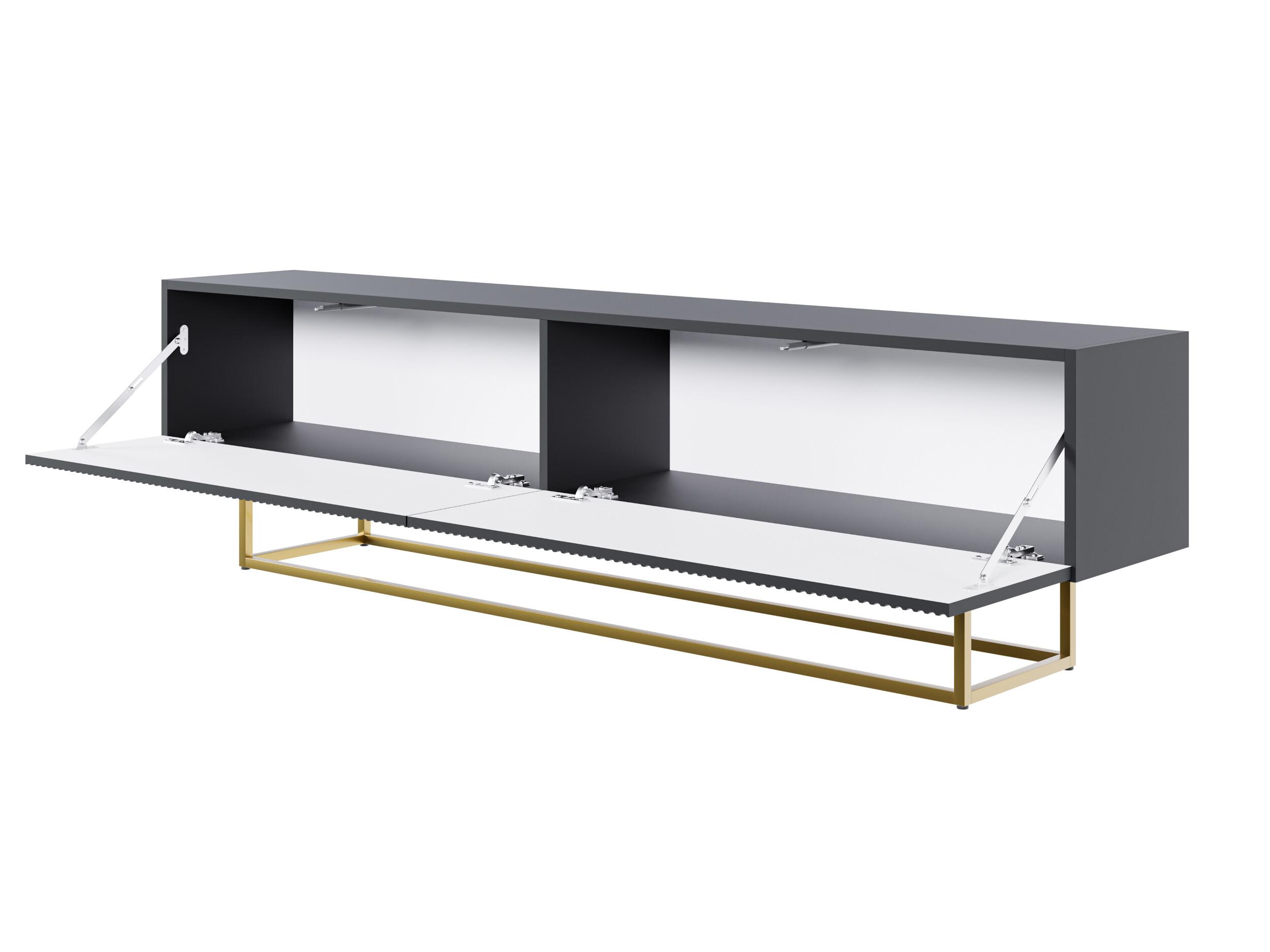 Mueble Para Tv Negro Con Patas De Metal Dorado Cm Veldio