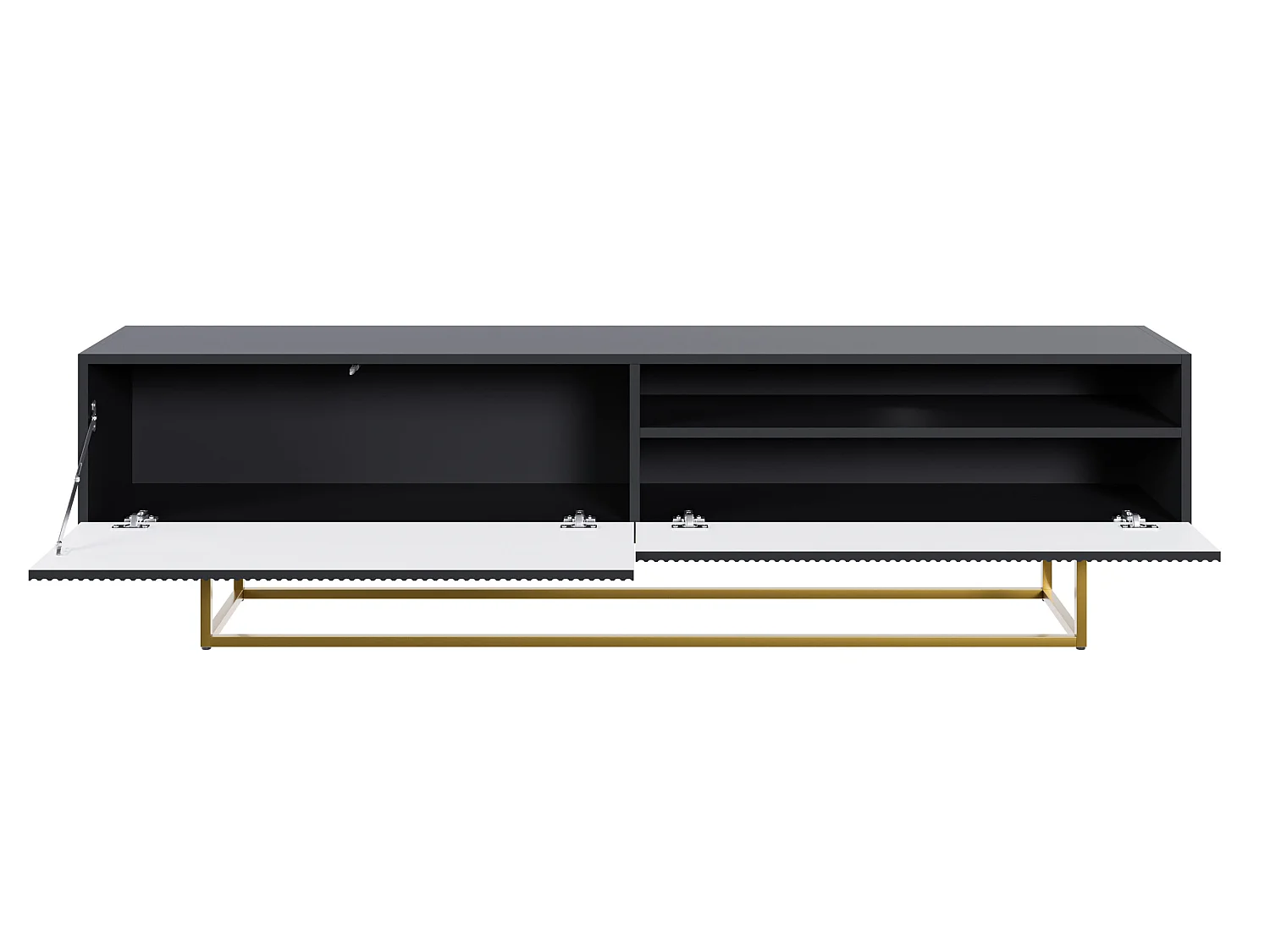 TV-meubel met nis - 175 cm - zwart op gouden poten - VELDIO
