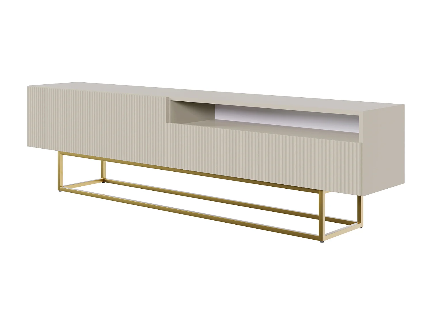 Meuble TV avec niche - 175 cm - taupe (gris-beige) sur pieds dorés - VELDIO