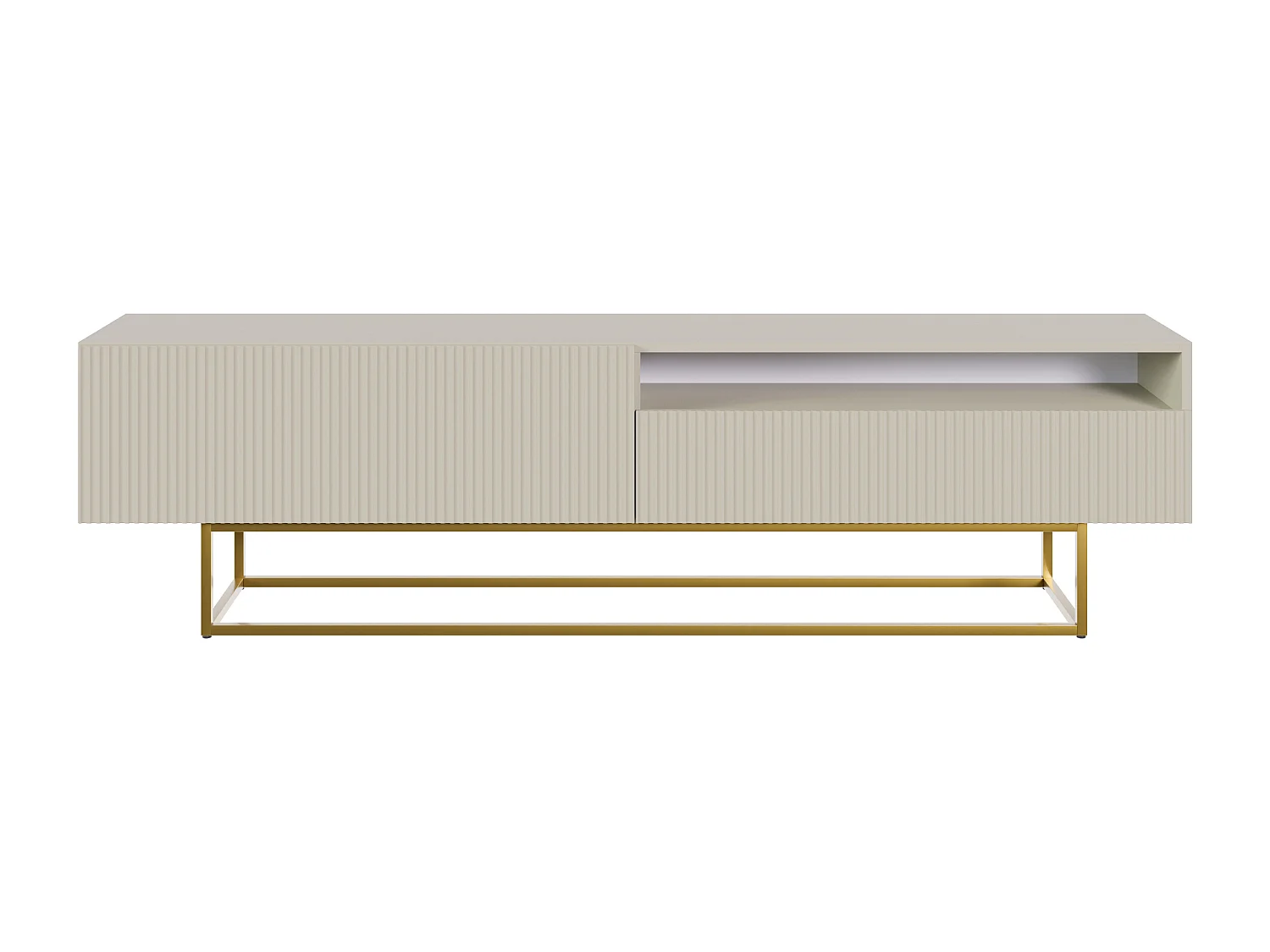 TV-Schrank mit Nische - 175 cm - Taupe (Grau-Beige) auf goldenen Beinen - VELDIO