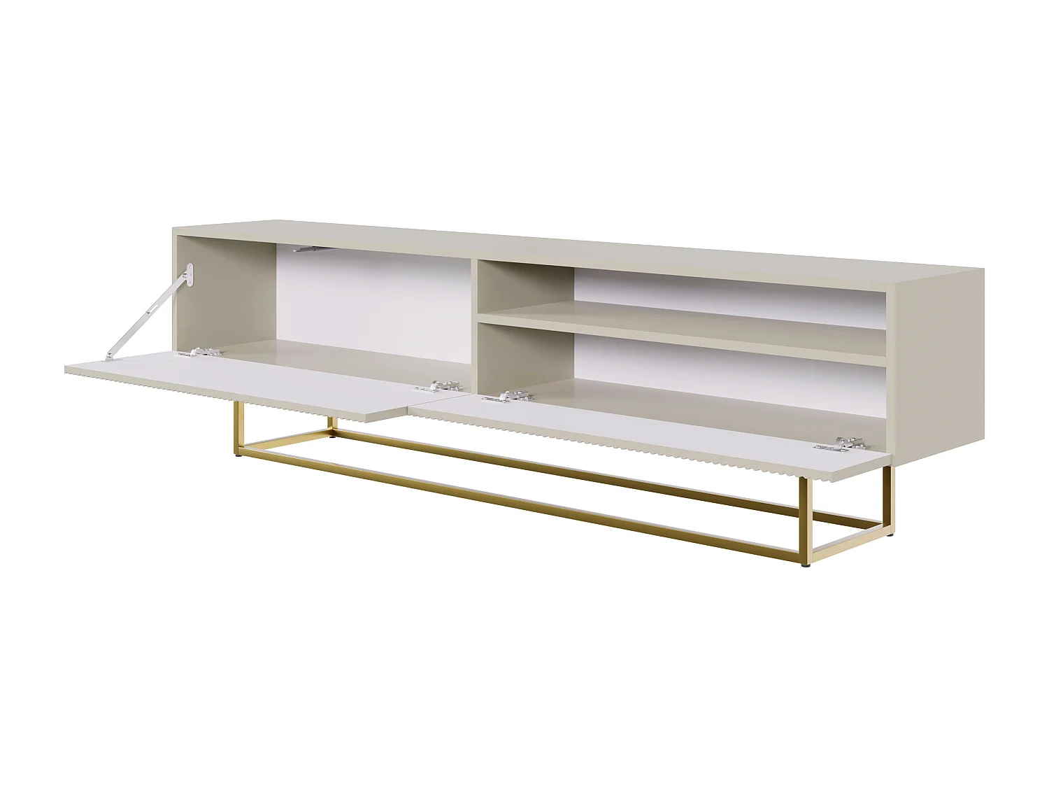TV-Schrank mit Nische - 175 cm - Taupe (Grau-Beige) auf goldenen Beinen - VELDIO