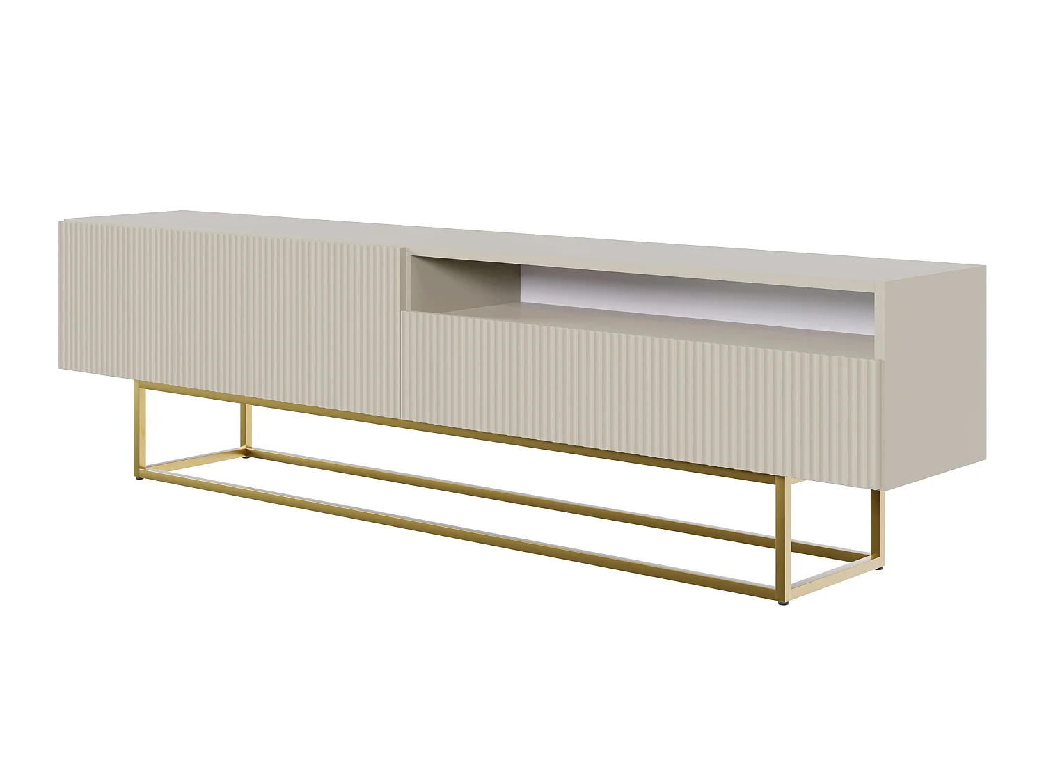 Meuble TV avec niche - 175 cm - taupe (gris-beige) sur pieds dorés - VELDIO