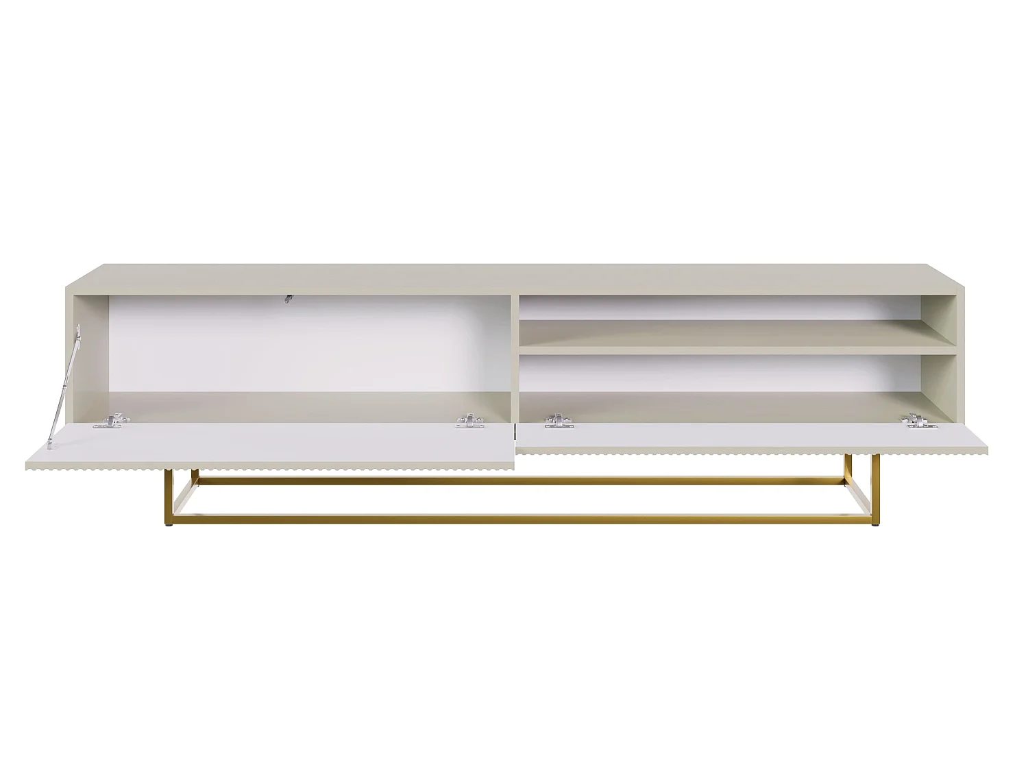 Meuble TV avec niche - 175 cm - taupe (gris-beige) sur pieds dorés - VELDIO