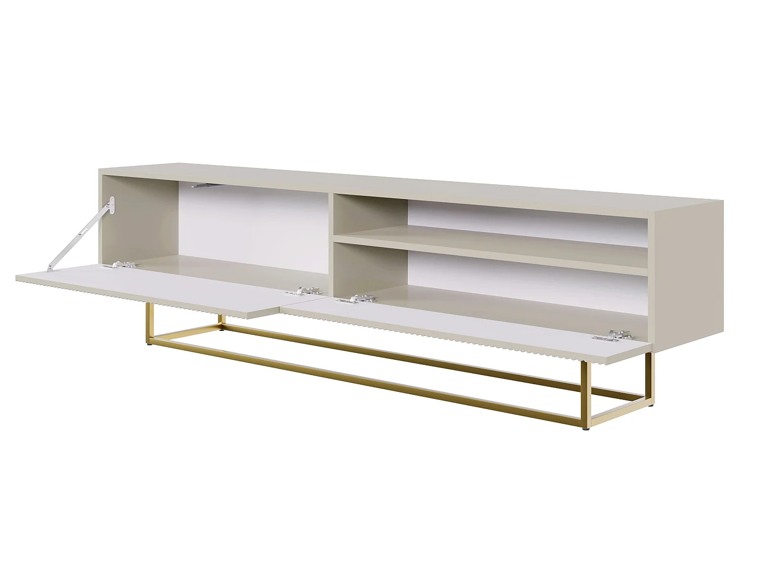 Meuble TV avec niche - 175 cm - taupe (gris-beige) sur pieds dorés - VELDIO