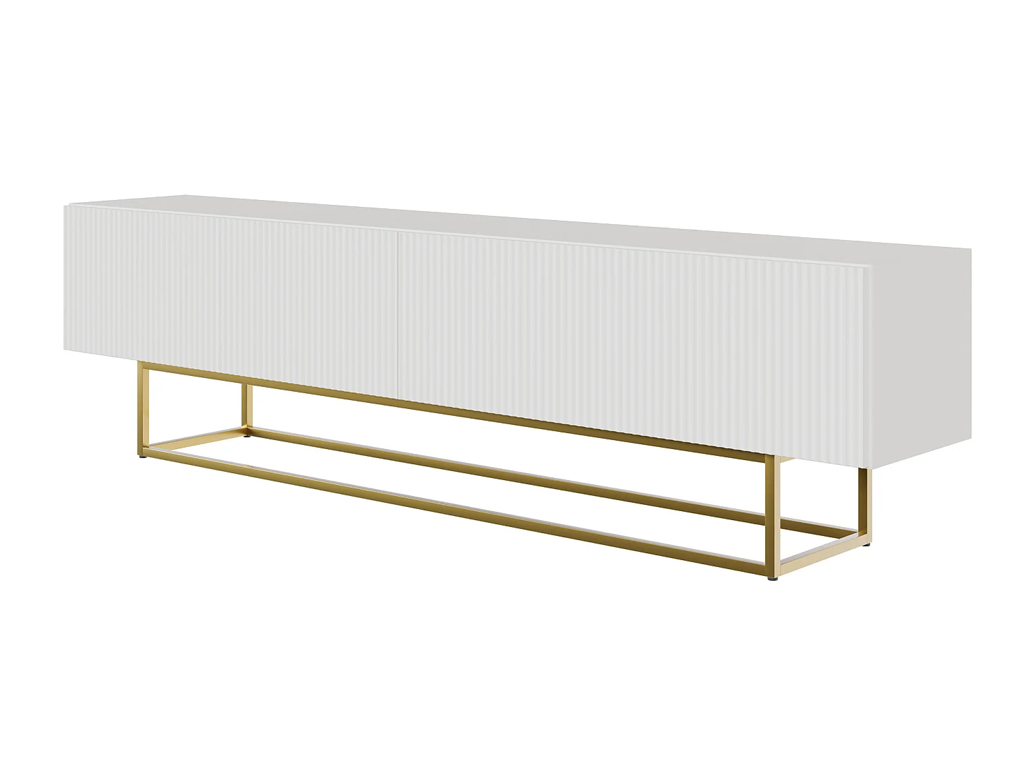 TV-Schrank - Weiß mit goldenem Metallgestell - 175 cm - VELDIO
