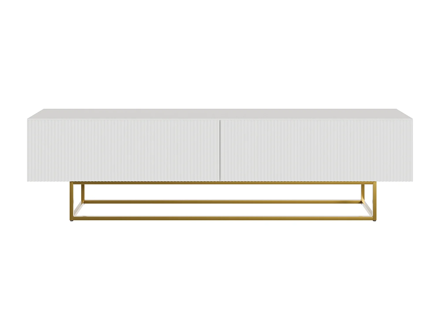 Meuble TV - 175 cm - blanc sur pieds dorés - VELDIO