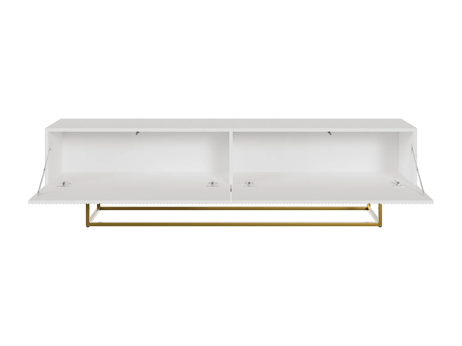 Meuble TV - 175 cm - blanc sur pieds dorés - VELDIO