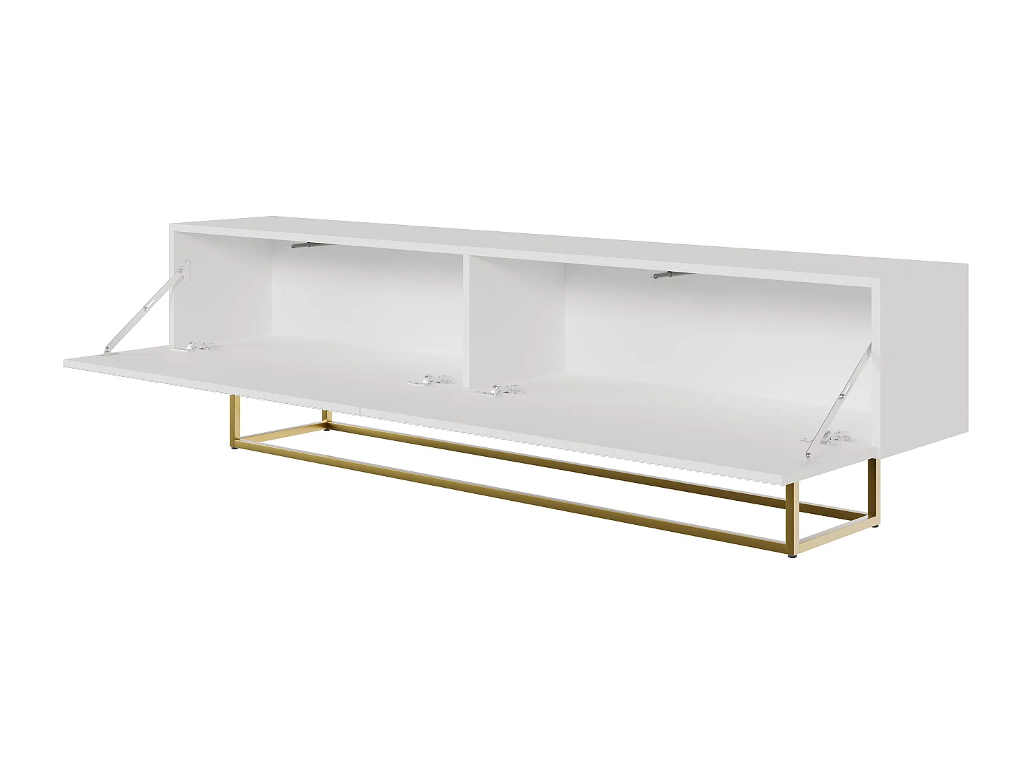 Mobile TV - 175 cm - bianco su gambe dorate - VELDIO