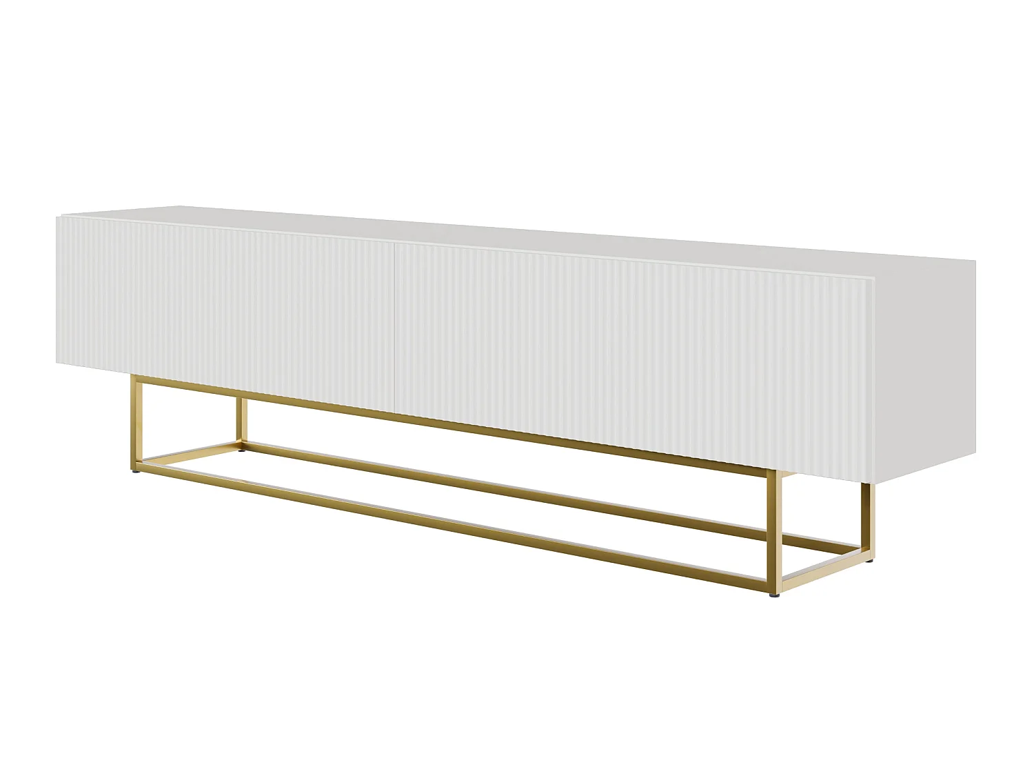 Mobile TV - 175 cm - bianco su gambe dorate - VELDIO