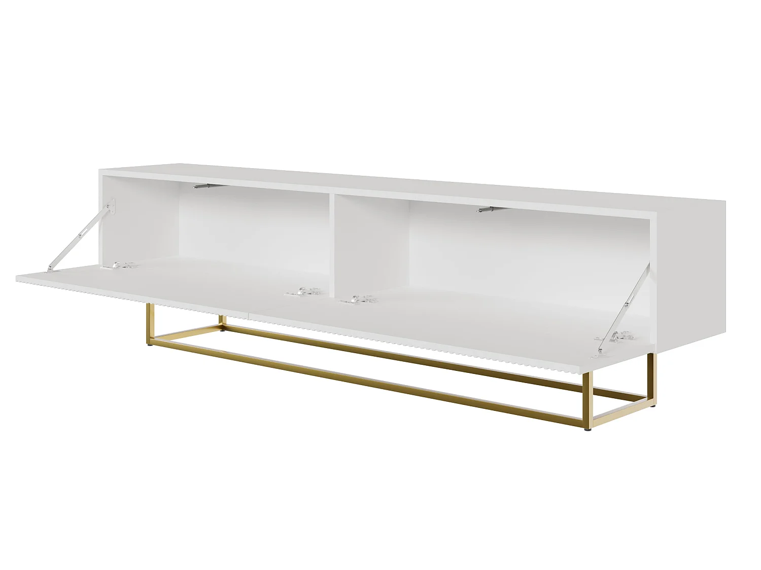 Mobile TV - 175 cm - bianco su gambe dorate - VELDIO