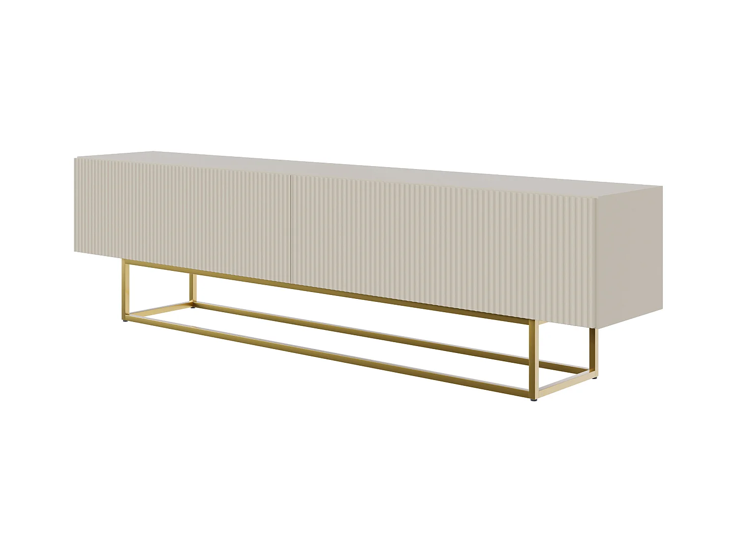 Meuble TV - 175 cm - taupe (gris-beige) sur pieds dorés - VELDIO