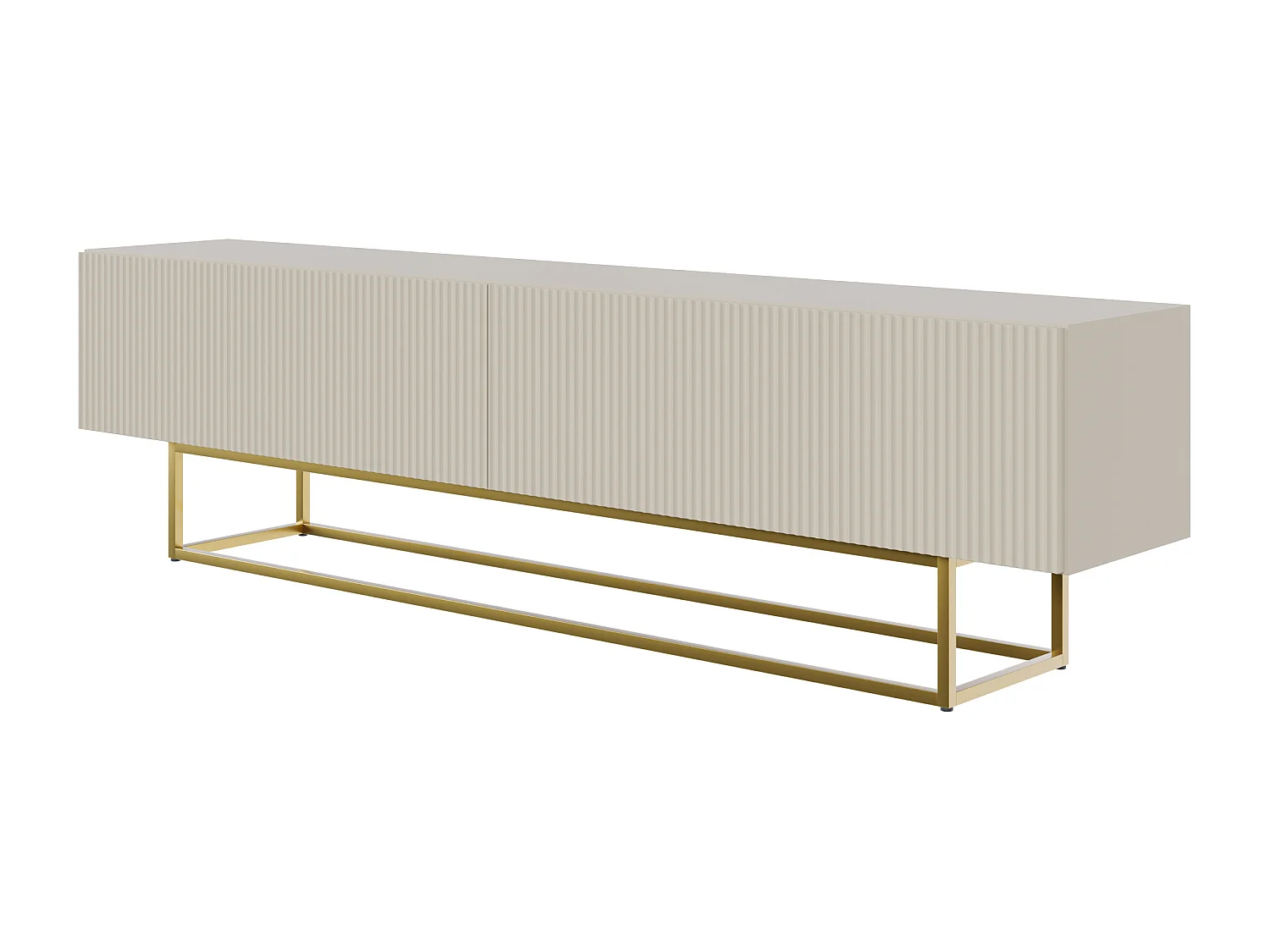 Meuble TV - 175 cm - taupe (gris-beige) sur pieds dorés - VELDIO