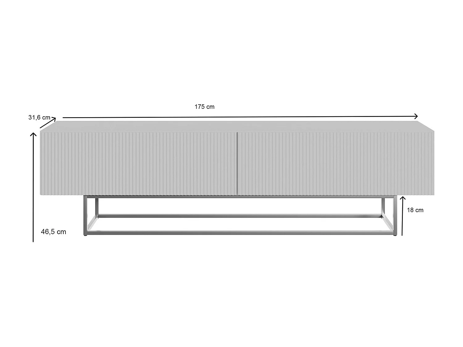 TV-meubel - 175 cm - taupe (grijsbeige) op gouden poten - VELDIO