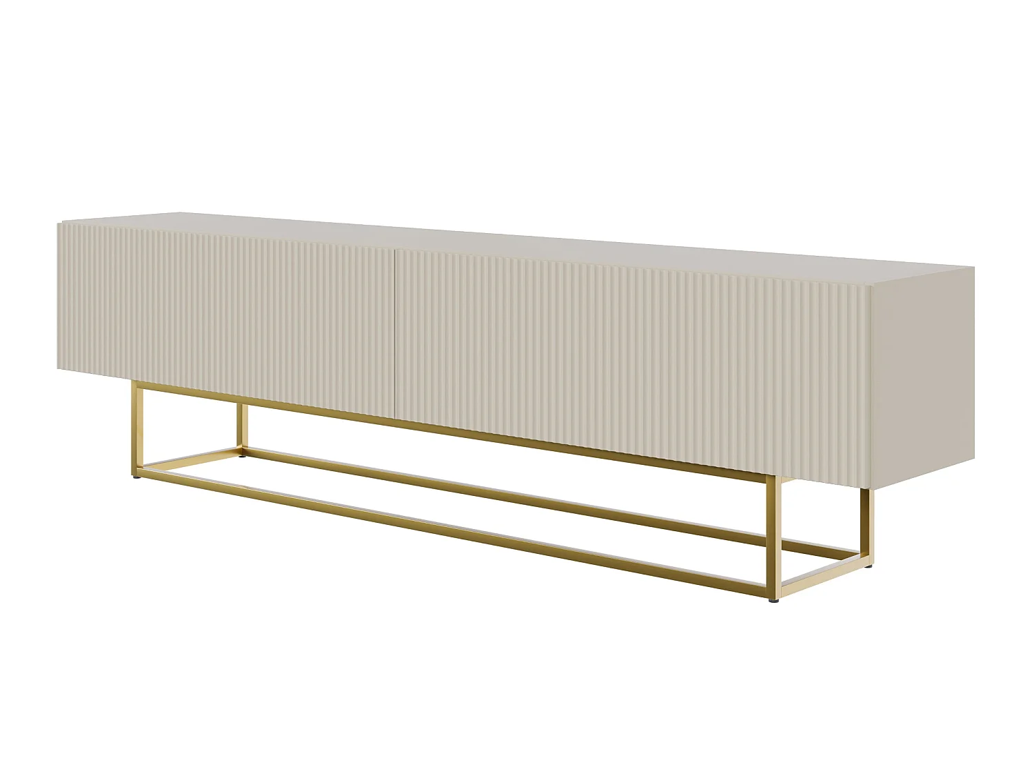 Meuble TV - 175 cm - taupe (gris-beige) sur pieds dorés - VELDIO