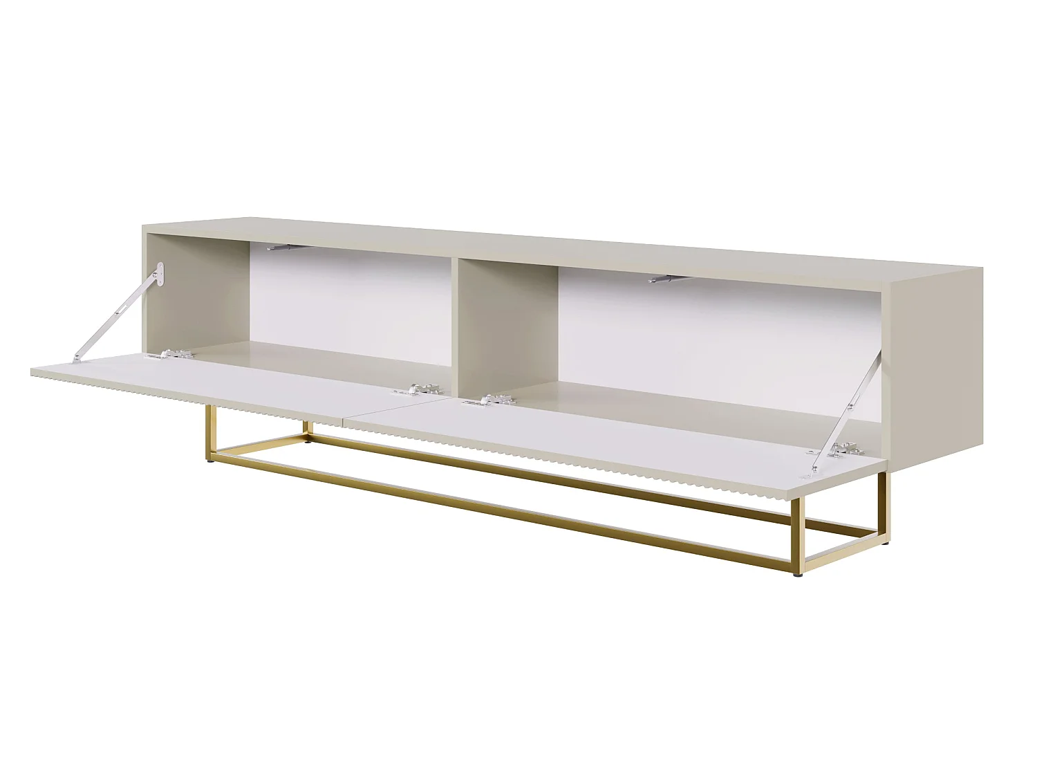 Meuble TV - 175 cm - taupe (gris-beige) sur pieds dorés - VELDIO