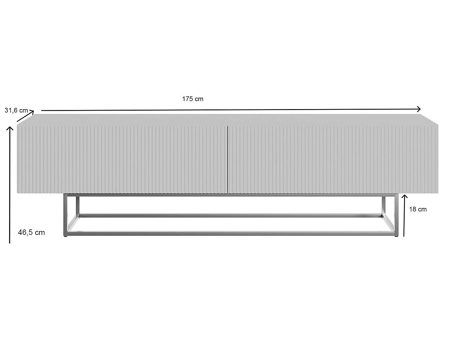 Meuble TV - 175 cm - taupe (gris-beige) sur pieds dorés - VELDIO