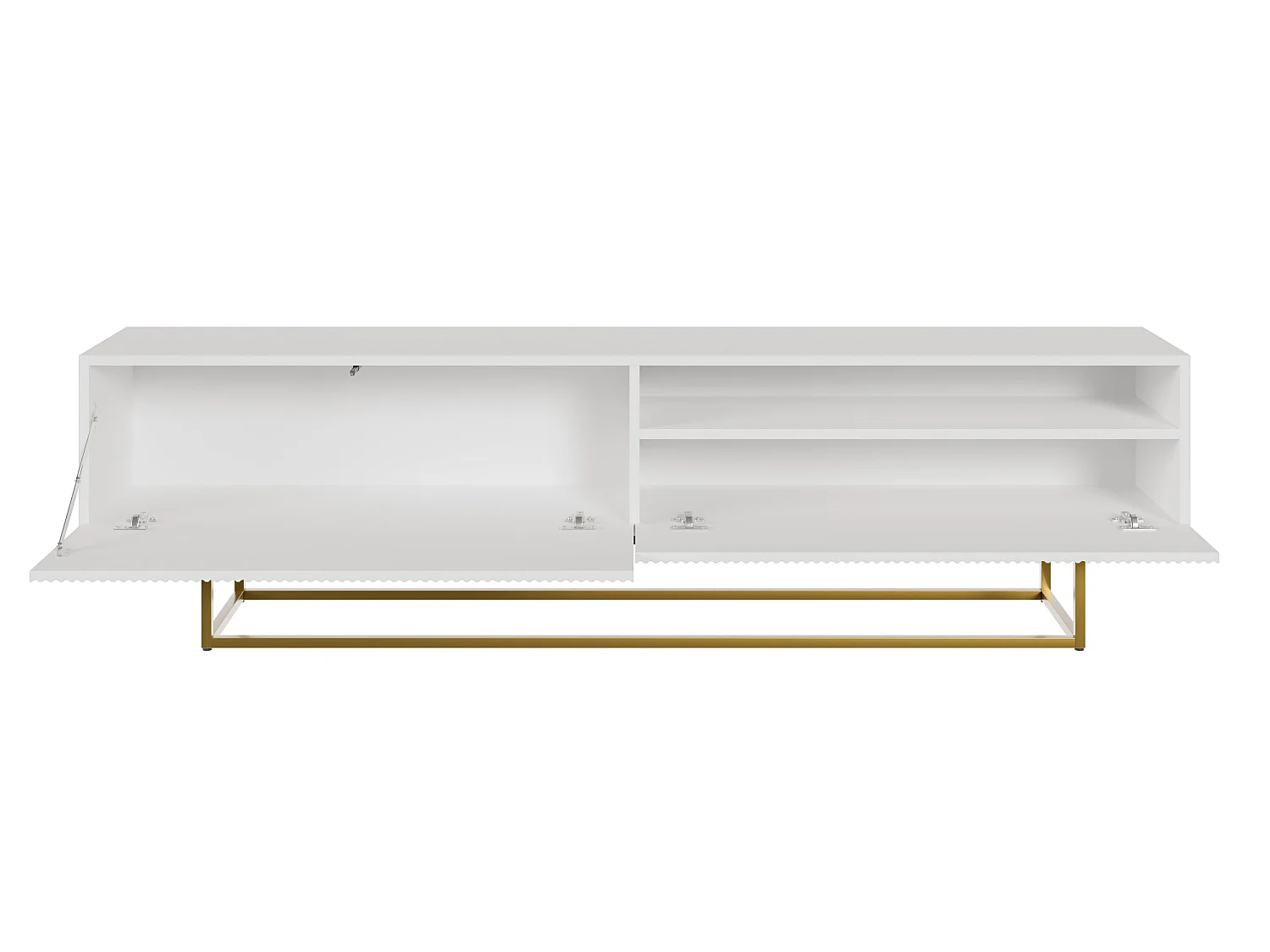 TV-meubel met nis - 175 cm - wit op gouden poten - VELDIO