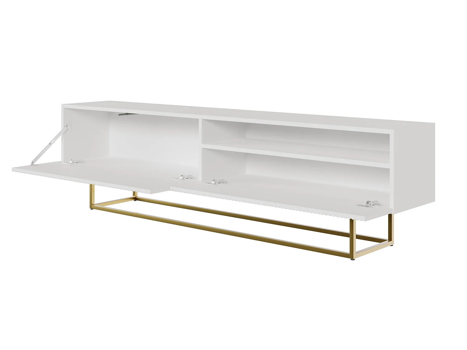 TV-meubel met nis - 175 cm - wit op gouden poten - VELDIO