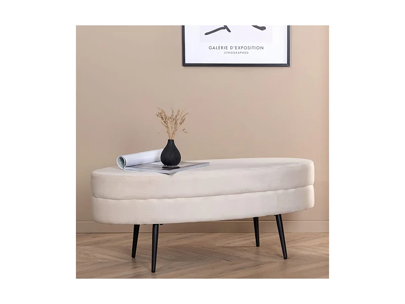 Otto Pouf, Hocker Velour offwhite.