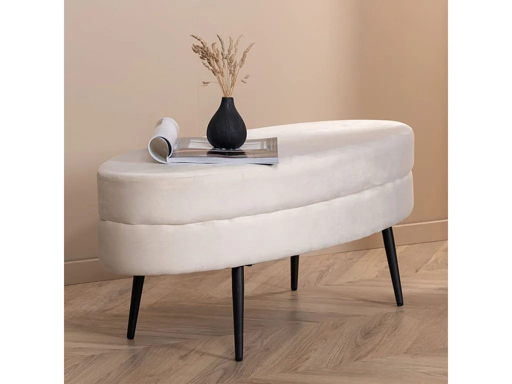 Pouf Otto 100x40x41 cm Velours Blanc cassé