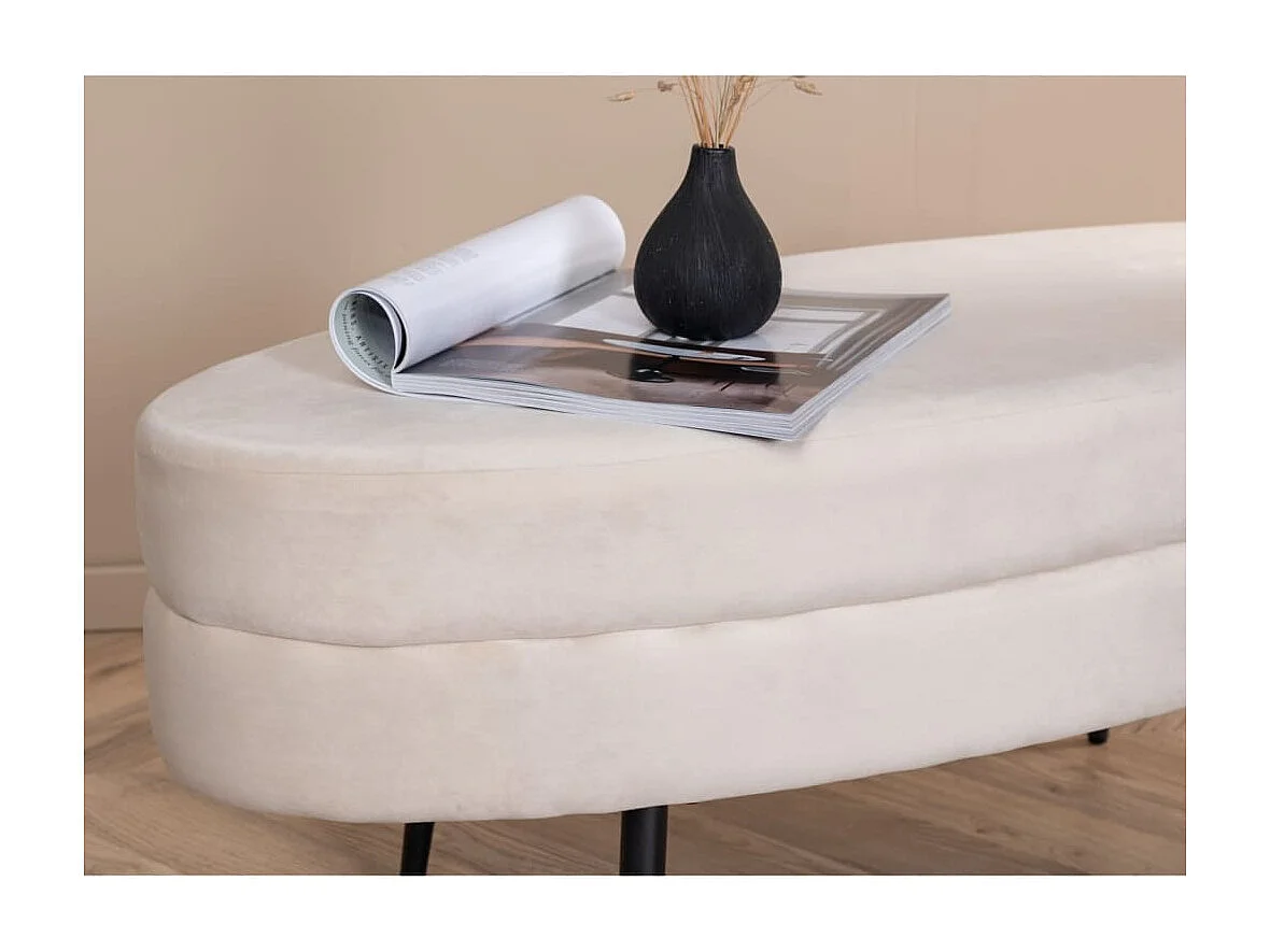 Pouf Otto 100x40x41 cm Velours Blanc cassé