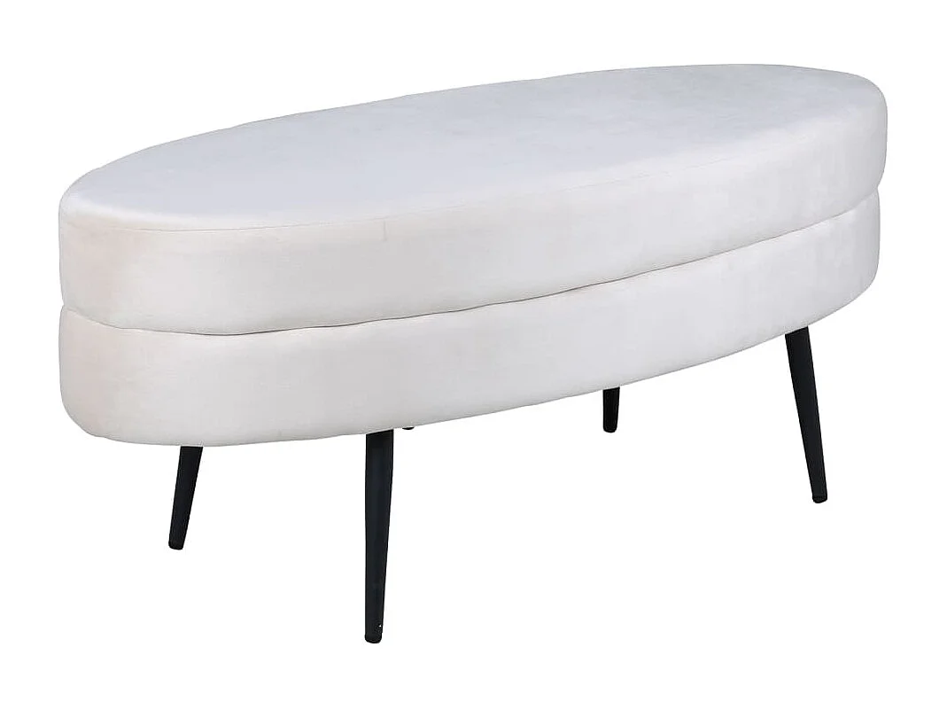 Pouf Otto 100x40x41 cm Velours Blanc cassé