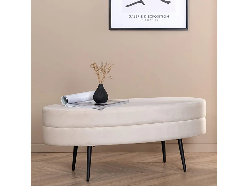 Otto Pouf, Hocker Velour offwhite.