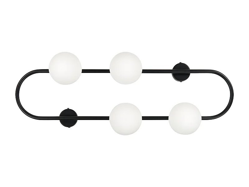 Wandleuchte Metall schwarz Glasschirm weiß Kugelform 4-flammig modern Yango