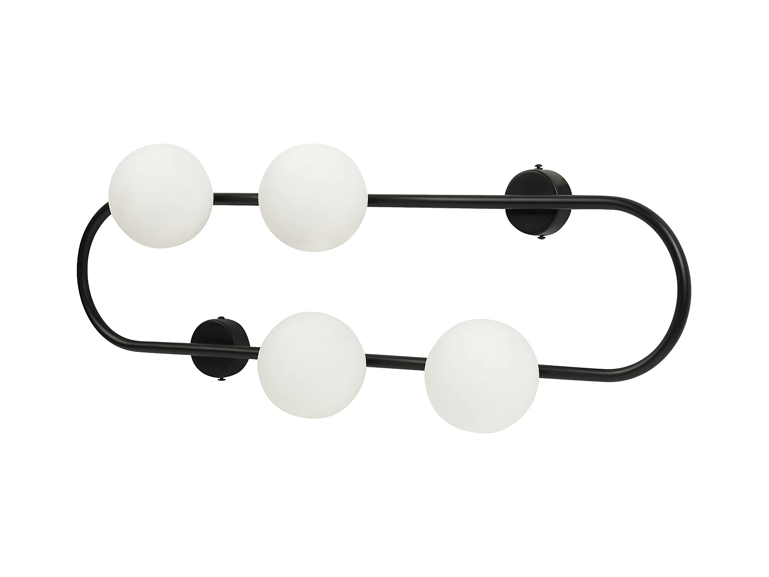 Wandleuchte Metall schwarz Glasschirm weiß Kugelform 4-flammig modern Yango