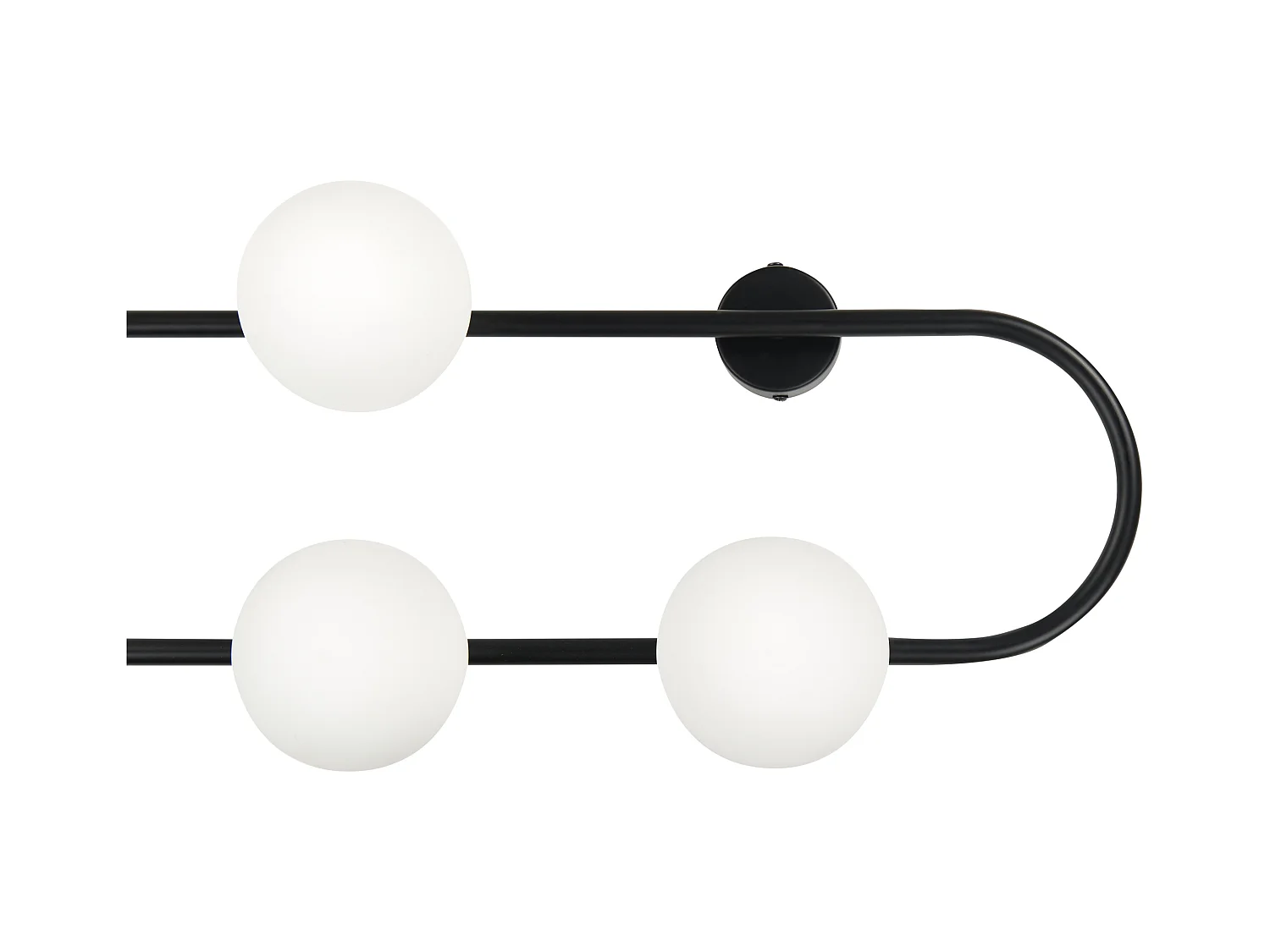 Wandleuchte Metall schwarz Glasschirm weiß Kugelform 4-flammig modern Yango