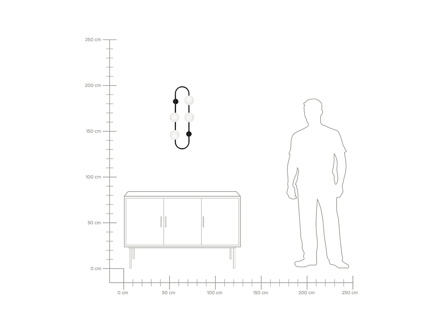 Wandleuchte Metall schwarz Glasschirm weiß Kugelform 4-flammig modern Yango