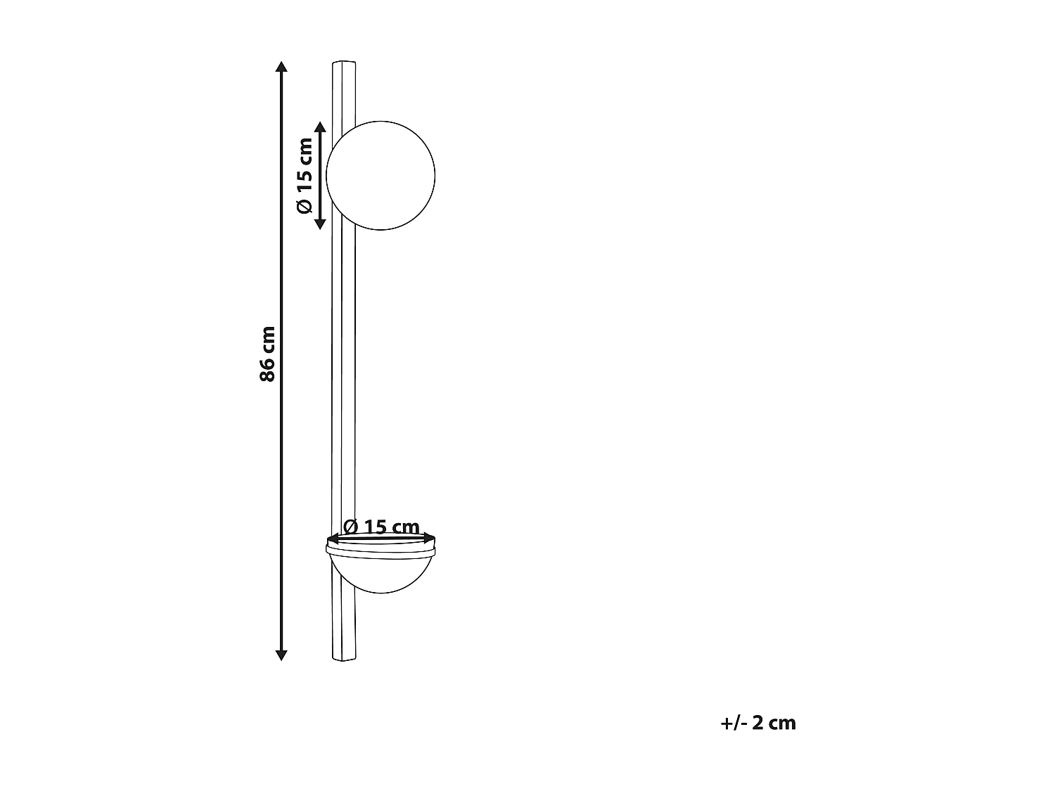 Wandleuchte mit Blumentopf Metall schwarz Glasschirm Kugel 1-flammig Isabella