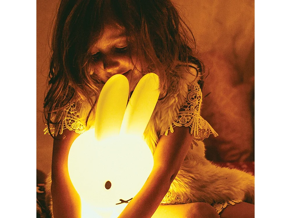 Lampka Nocna Miffy Biały Mr Maria Delikatne Światło 6 Poziomów Ładowana USB 14x20x21cm