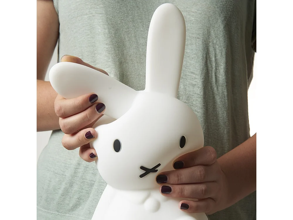 Lampka Nocna Miffy Biały Mr Maria Delikatne Światło 6 Poziomów Ładowana USB 14x20x21cm