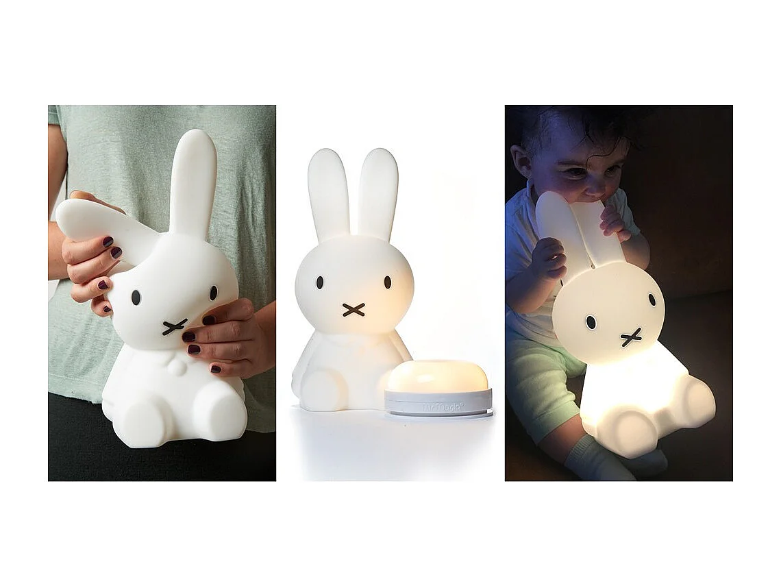 Lampka Nocna Miffy Biały Mr Maria Delikatne Światło 6 Poziomów Ładowana USB 14x20x21cm