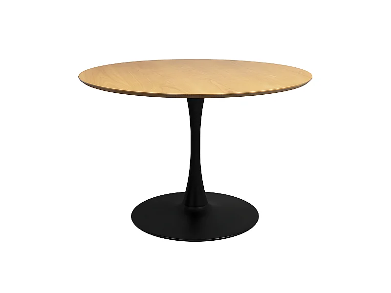 Raku - Table à manger 4 personnes ronde en bois et métal - Bois clair