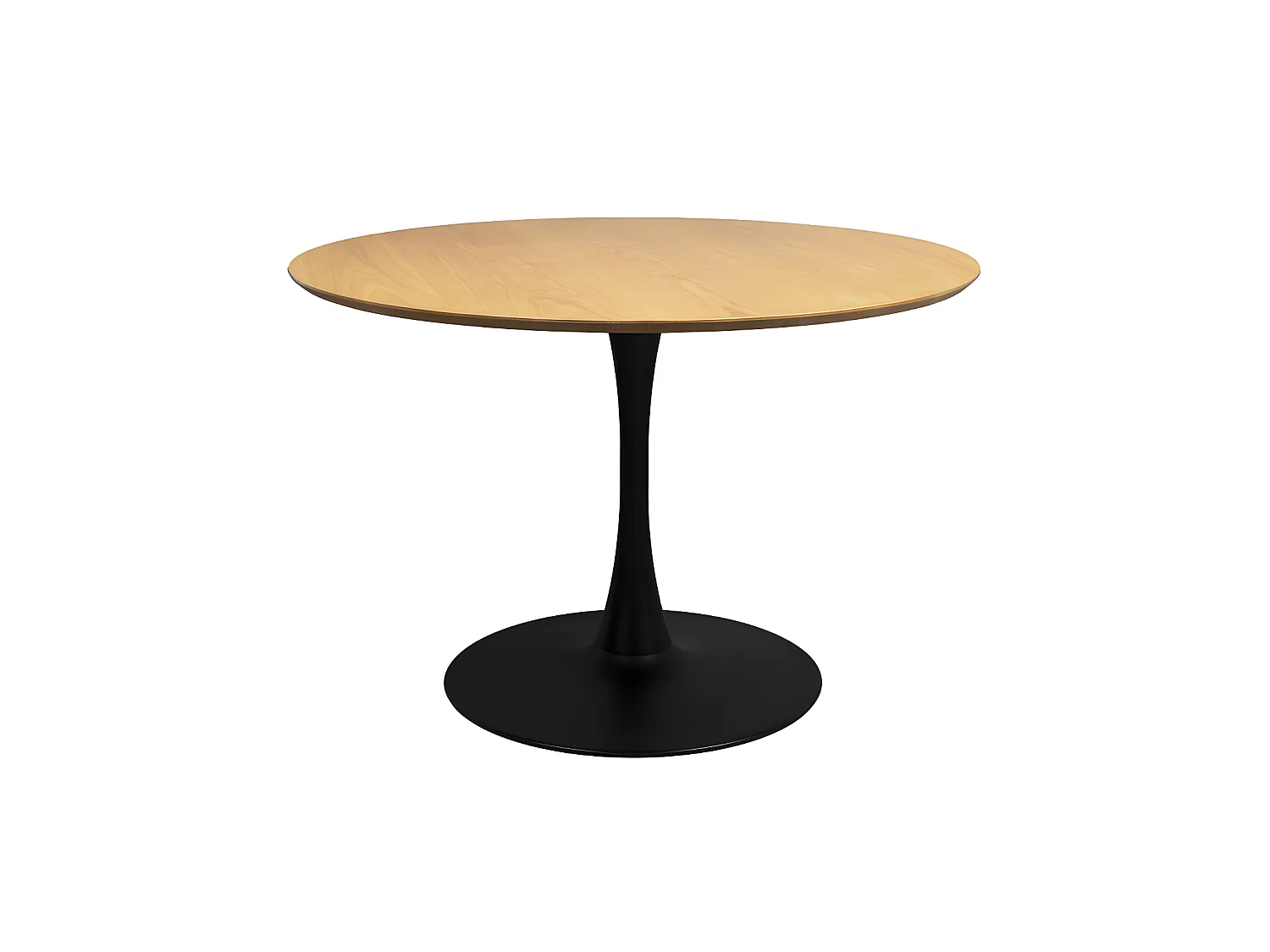 Raku - Table à manger 4 personnes ronde en bois et métal - Bois clair