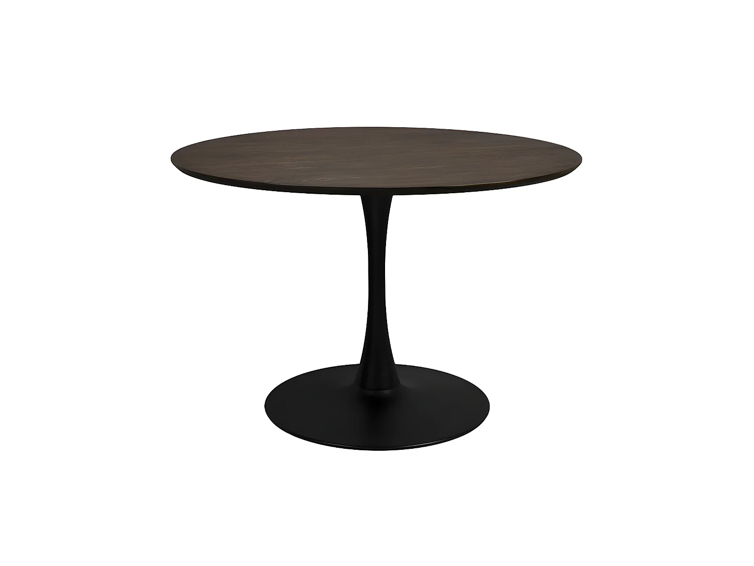 Raku - Table à manger 4 personnes ronde en bois et métal - Bois foncé