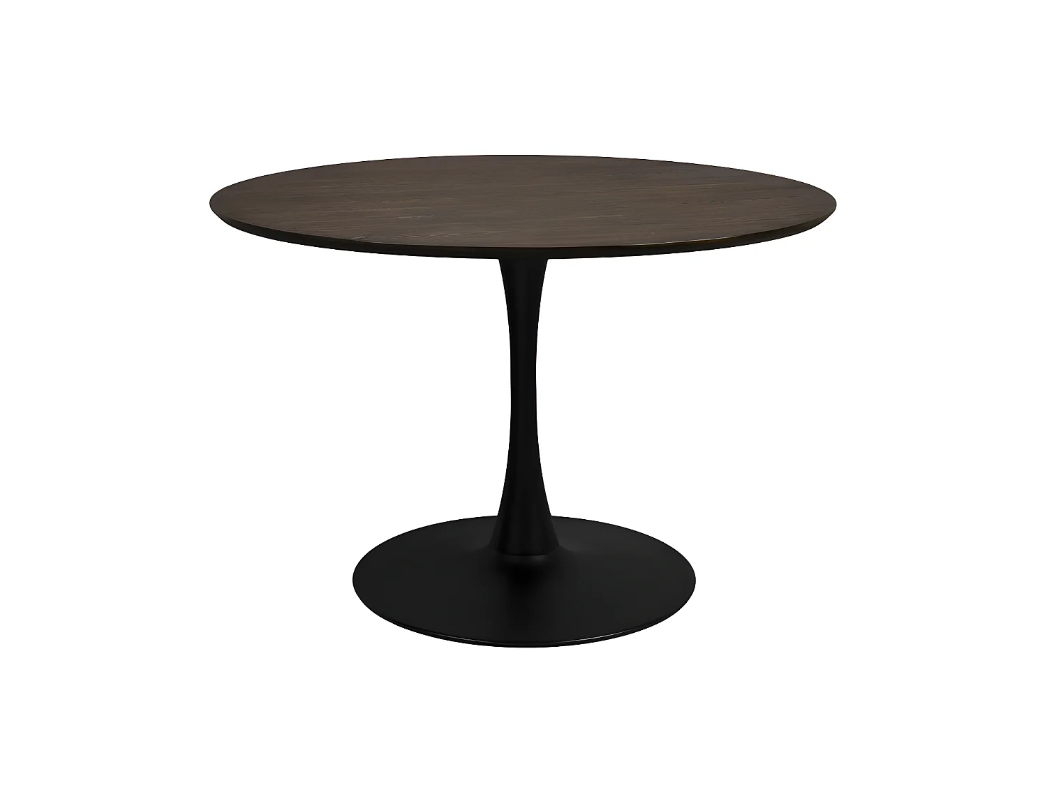 Raku - Table à manger 4 personnes ronde en bois et métal - Bois foncé