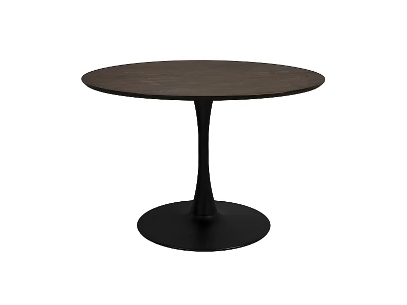 Raku - Table à manger 4 personnes ronde en bois et métal - Bois foncé