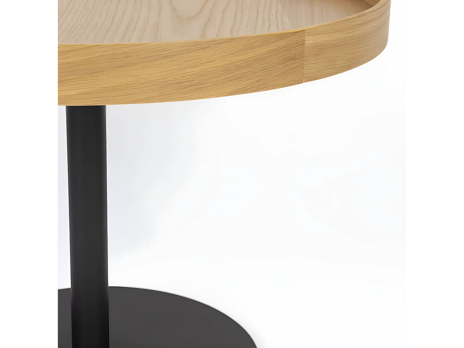 Yuri - Table d'appoint ronde en bois et métal ø56cm - Bois clair